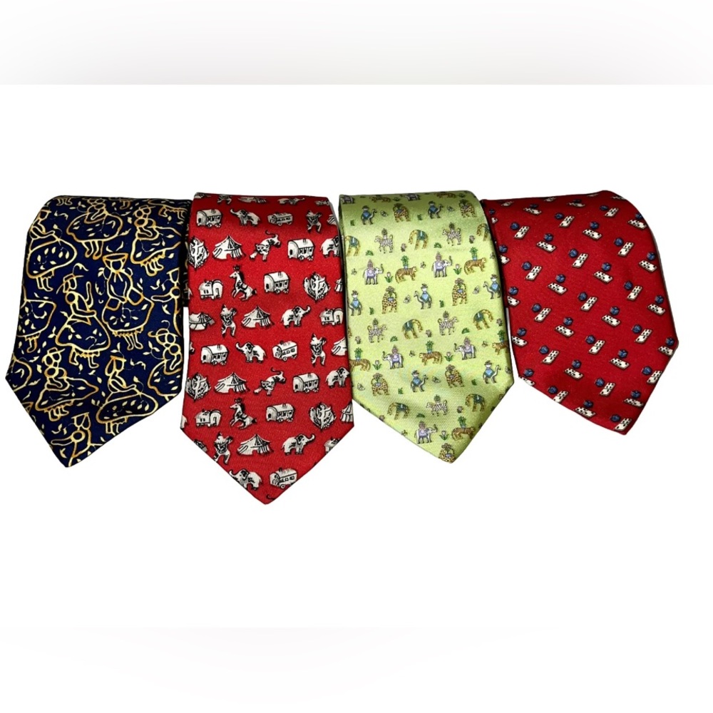 Genuine Italy Salvatore Ferragamo Print Ties Lot Of 4 New!!! Without Tags